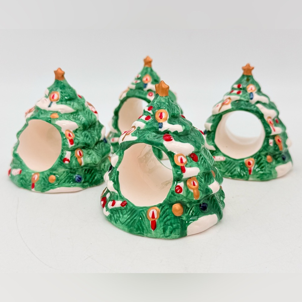 Ceramic Christmas tree napkin rings | Christmas dining | napkin rings Xmas